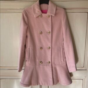 Betsey Johnson Pink Pea Coat with Gold Buttons